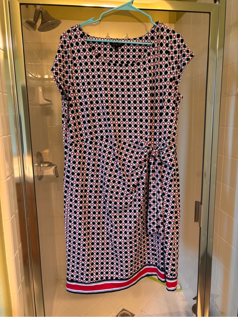 Talbots 1x Black Geometric Tie-Waist Womenโs Dress